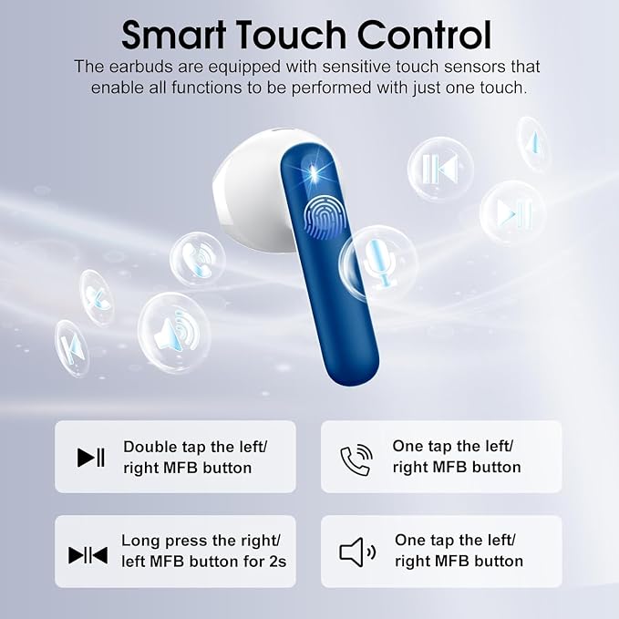Wireless Earbuds, 40H Ultralight in-Ear Buds, IP7 Waterproof Earphones
