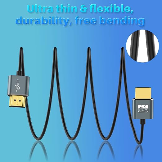 Twozoh Flexible & Slim Long HDMI Cable 30FT 2 Pack, Ultra Thin HDMI Cord