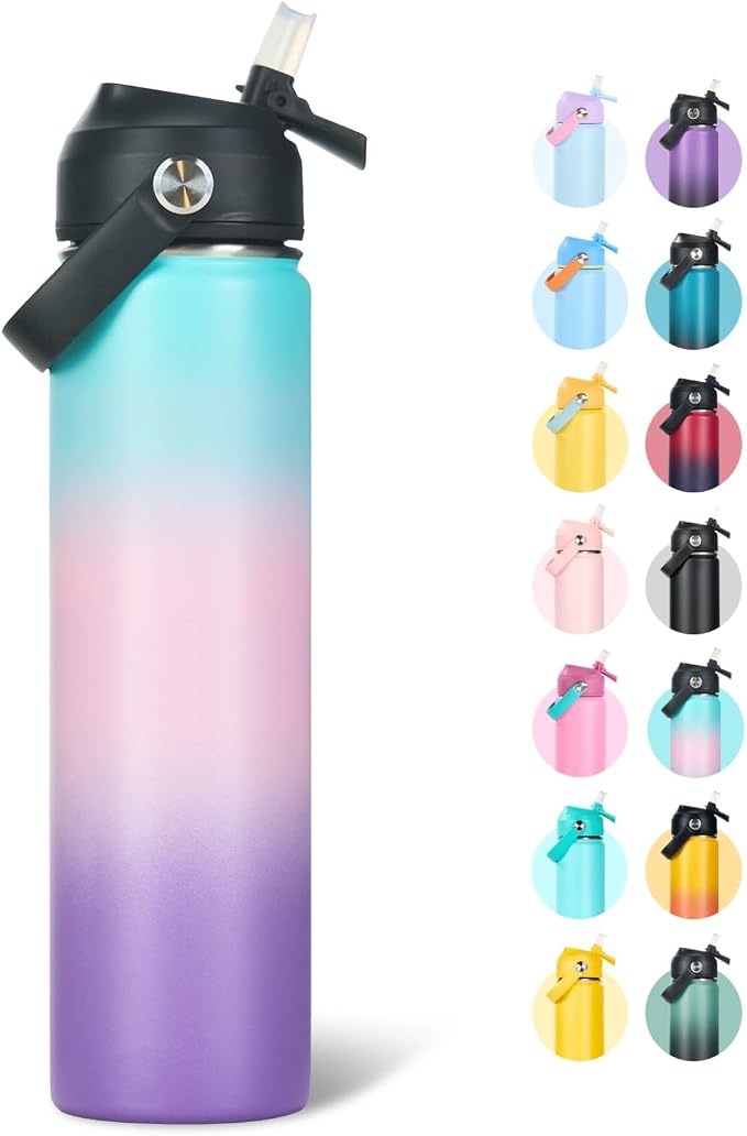 Fijinhom 24oz Insulated Stainless Steel Water Bottle, Wide Mouth Double Wall