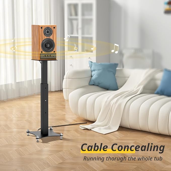 Adjustable Bookshelf Speaker Stands Pair, 20-27.5 Inch All-Metal Heavy Duty