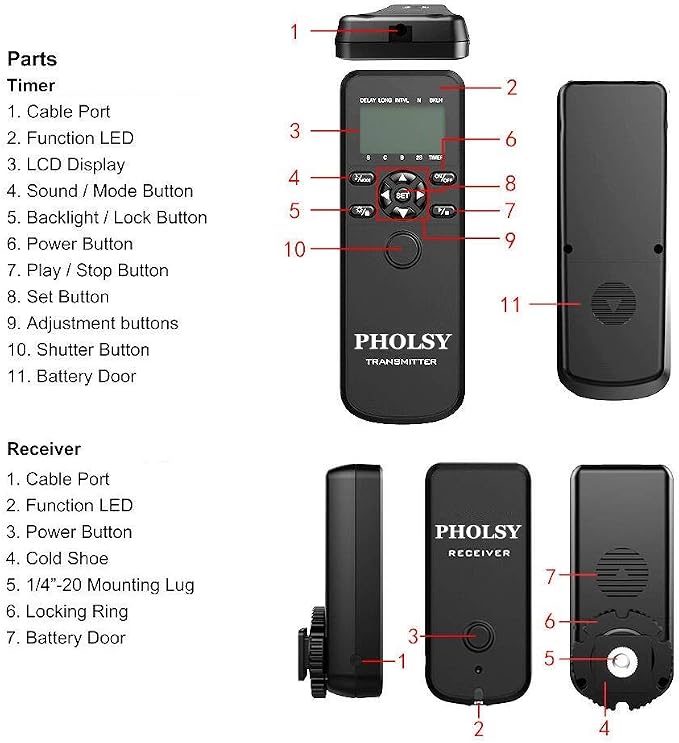 PHOLSY Camera Timer Remote Control