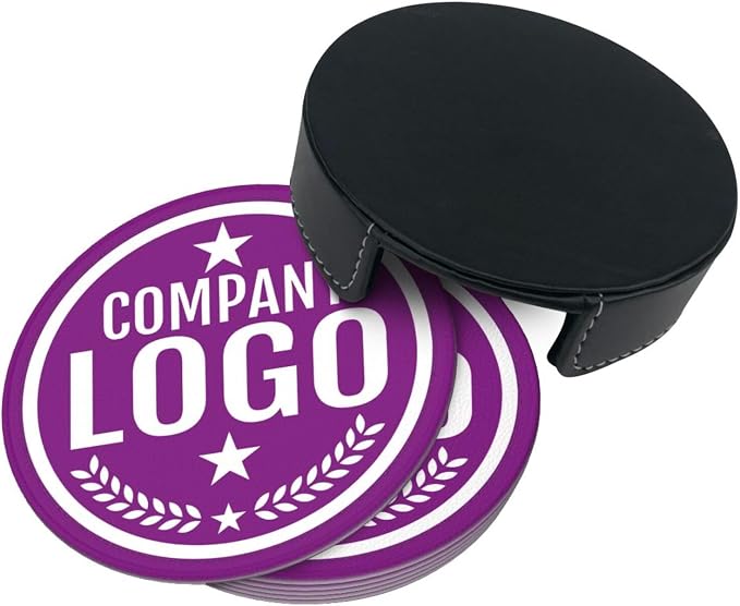 Custom Leather Coasters with Logo