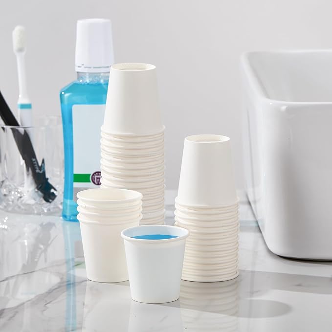SIUQ 600 Pack 3 oz Paper Cups, Small Disposable Bathroom Mouthwash Cups | Mini