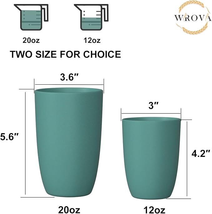 Wrova Wheat Straw Cups 6 PCS Good Alternative to Plastic Reusable Cups 20 oz
