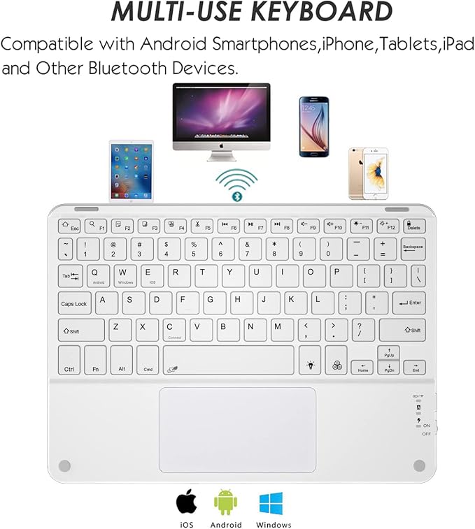 TouchPad Keyboard case for 9", 2-in-1 Bluetooth Wireless Keyboard