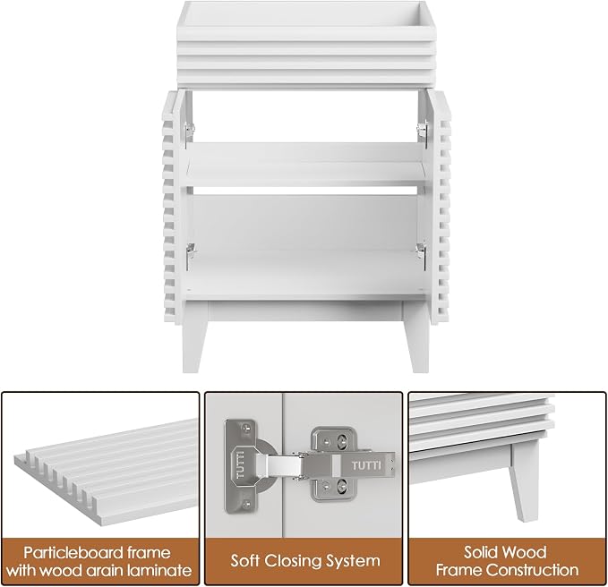24" Bathroom Vanity, Mid-Century Freestanding Bathroom Cabinet Vanity