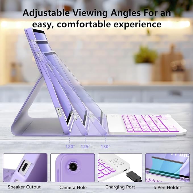 Keyboard Case for Samsung Galaxy Tab A9 Plus 5G 11 inch 2023, 7 Color Backlit