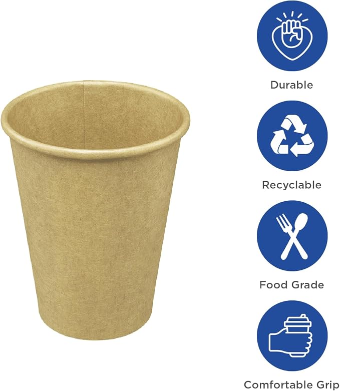 Karat 8 oz Coffee Cups, Kraft Disposable Paper Hot Cups, 1000ct | C-K508K