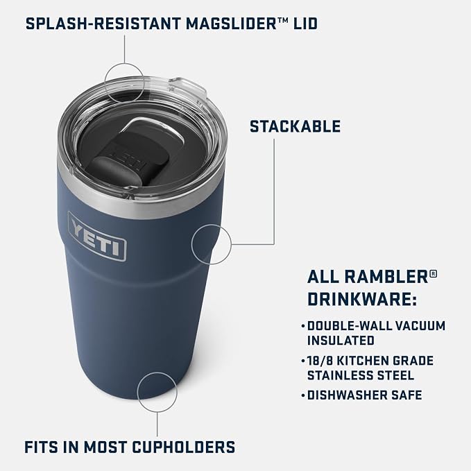 YETI Rambler 20 oz Stackable Tumbler, Stainless Steel, Vacuum Insulated