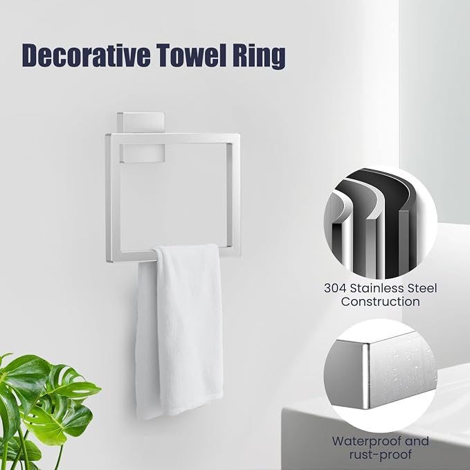 Bathroom Hardware Accessories Set: 5-Pieces Bath Towel Bar Set