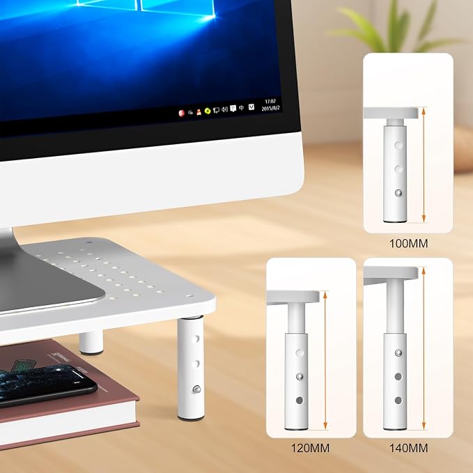 Bracwiser Monitor Stand Riser, 3 Level Height Adjustable Desktop monitor stand