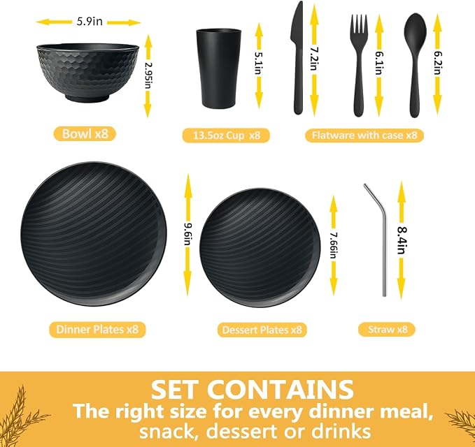 Teivio 32-Piece Plates and Bowls Sets