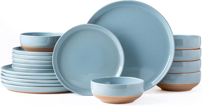 AmorArc Dinnerware Sets for 6, 18 Pieces Ceramic Plates and Bowls Set | Scratch