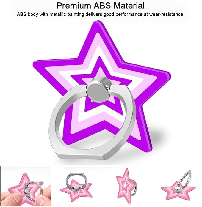 Bonoma Cute Star Phone Ring Holder, 3 Pack Universal Finger Ring Stand Grip
