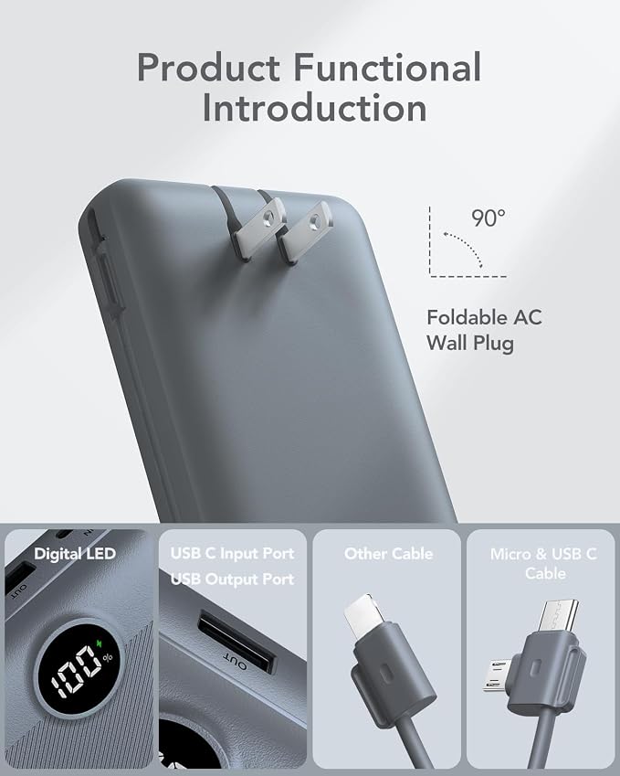 Portable Charger Power Bank 20000mAh, VRURC 22.5W Fast Charging Power Bank
