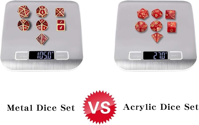 Ruby Red DND Metal Dice, DnDnD 7PCS Metallic D&D Dice Set