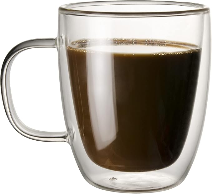 Glass Coffee Mug, Double Wall Insulated Glass Cup 12 Oz Heat-resistant Clear