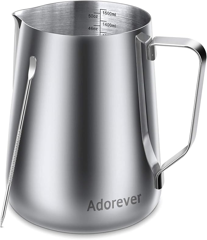 Milk Frothing Pitcher, 50oz Steaming Pitcher Stainless Steel Espresso Machine
