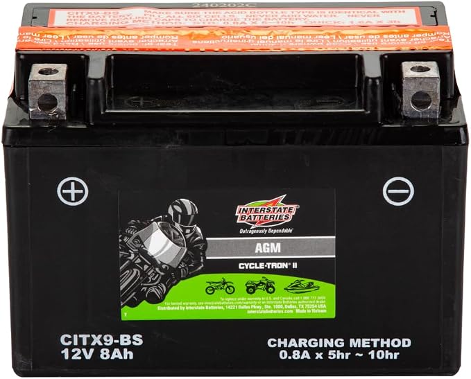 Interstate Batteries YTX9-BS 12V 8Ah Powersports Battery 130CCA AGM