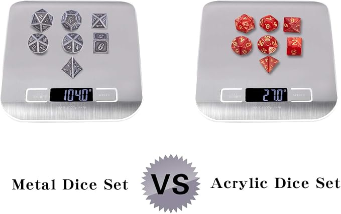 DnDnD Acient Silver Metal DND Dice Set, Pathfinder, Savage World and Table Games