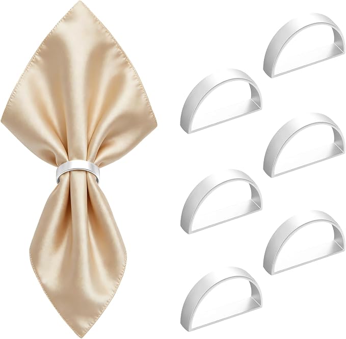 Napkin Rings Set of 6, Metallic Napkin Ring Holder Buckles | Napkin Ring Bulk