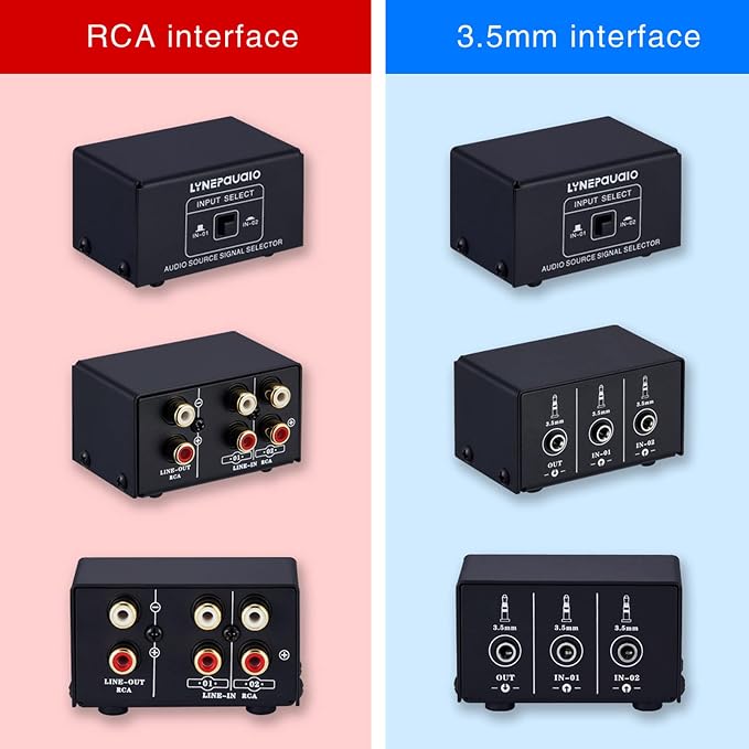 Audio Switcher 3.5mm 2 in 1 Out/1 in 2 Out A/B Switch Stereo Audio Splitter Box
