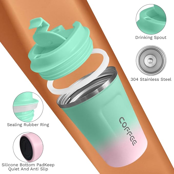 SPLMIFA Travel Coffee Mug Leak-Proof, Reusable Coffee Cups
