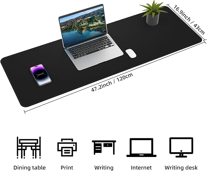 Large Desk Mat 47.2" x 17" Leather Desk Pad Protector