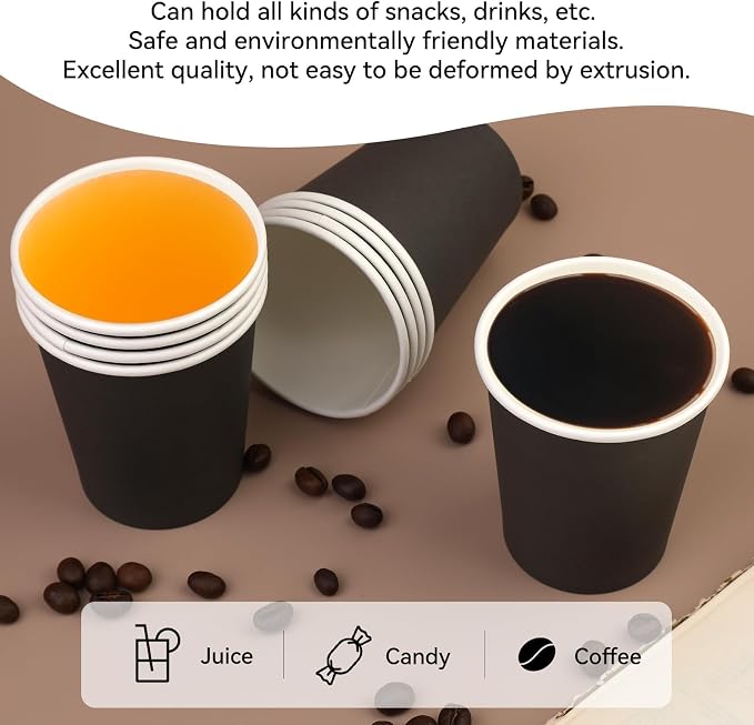 50 Pack 8 oz Disposable Paper Cups, 8 oz Coffee Cups, Water Cups