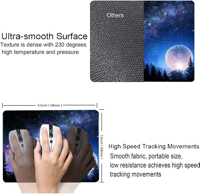 Mouse Pad, Forest Moon Mouse Pad, Washable Square Cloth Mousepad