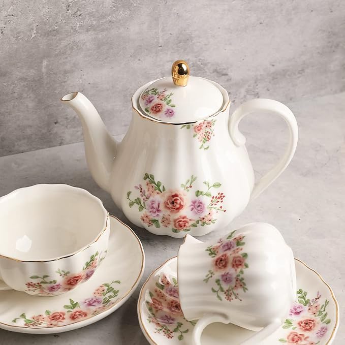 Porcelain Tea Sets British Royal Series, 8 OZ Cups & Saucer Service