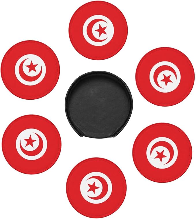 Tunisia Flag Coasters for Drinks