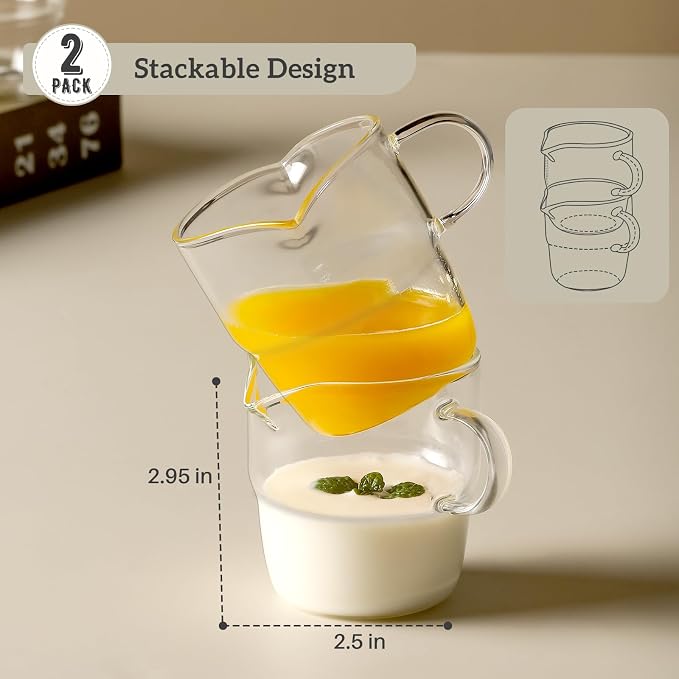 NETANY 6 OZ Espresso Cups Set of 2, Double Spouts Stackable Cups, Espresso