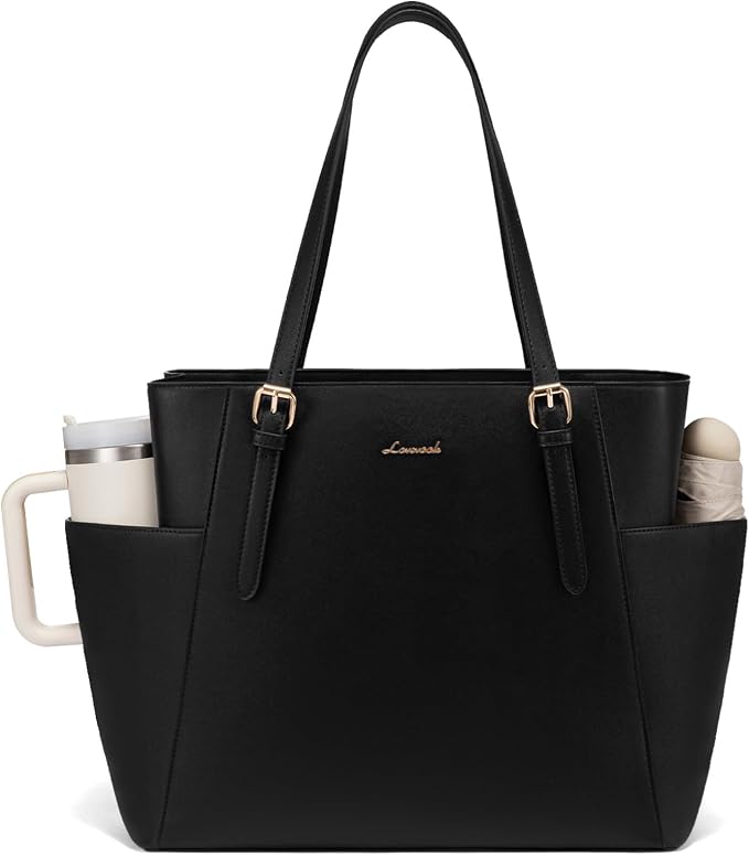 LOVEVOOK Laptop Tote Bag for Women, Leather Work Computer Briefcase Bag | Large