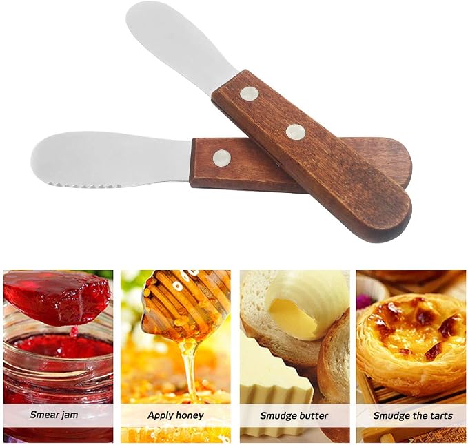 DaKuan 8 Pack Stainless Steel Straight Edge Wide Butter Spreader