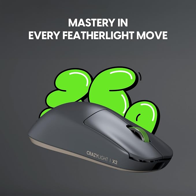 Pulsar Gaming Gears X2 Crazylight Wireless Gaming Mouse, Ultra Lightweight 1.23
