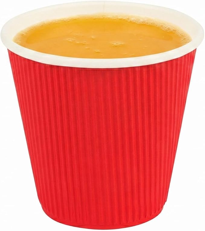 Restaurantware Ripple Wall Coffee Cups 500 Count 8 Ounce Insulated Red Paper