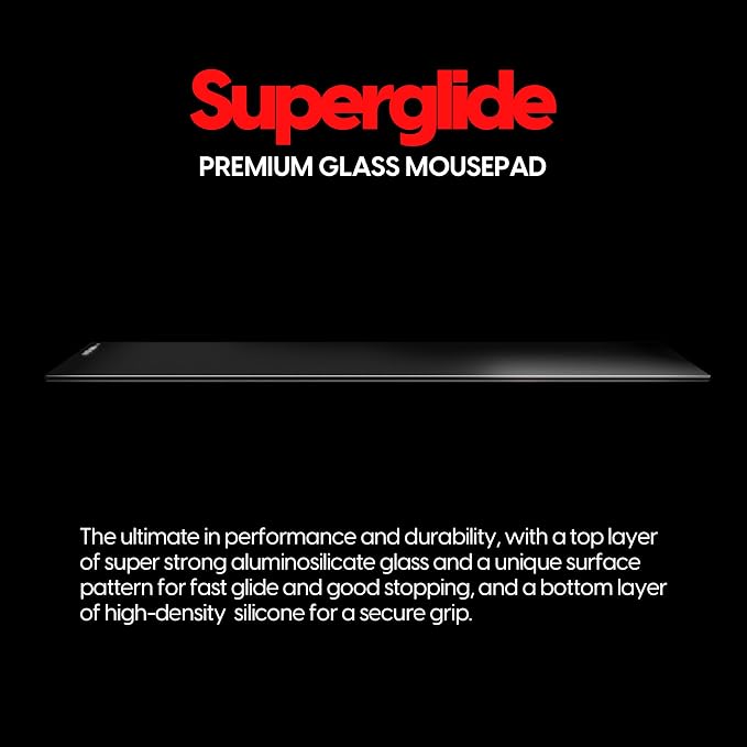 Pulsar - Superglide Premium Glass Mouse Pad XXL ALUMINO-Silicate Glass Surface