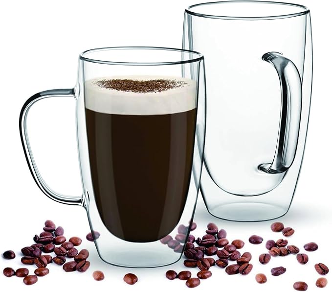 Espresso Cups Set Of 2, Double Walled Glass Coffee Mugs