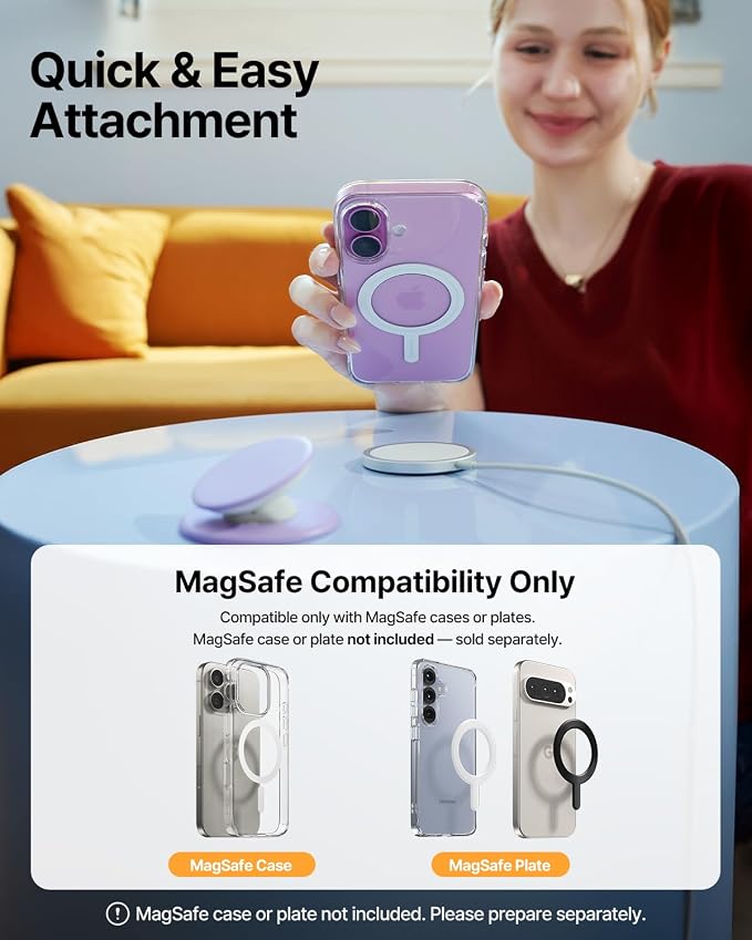 Sinjimoru for MagSafe Phone Grip, Soft Silicone Magnetic Finger Grip for iPhone