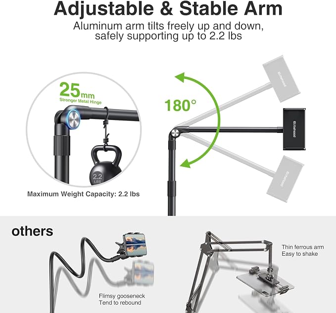 elitehood iPad Stand Floor, Height Adjustable Tablet Floor Stand