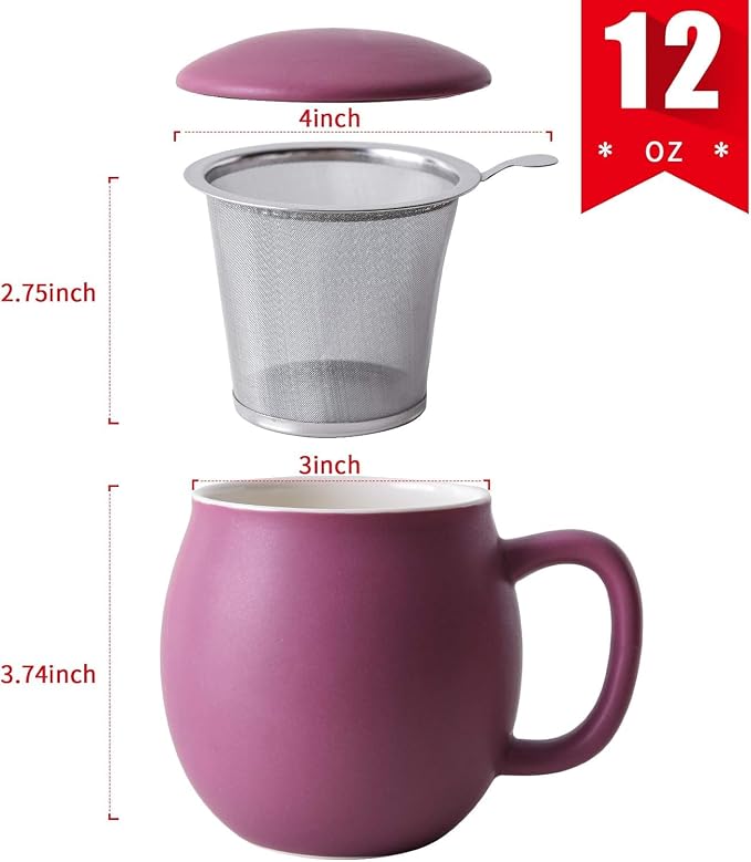 Yundu 12 OZ Matte Purple Ceramics Teacup