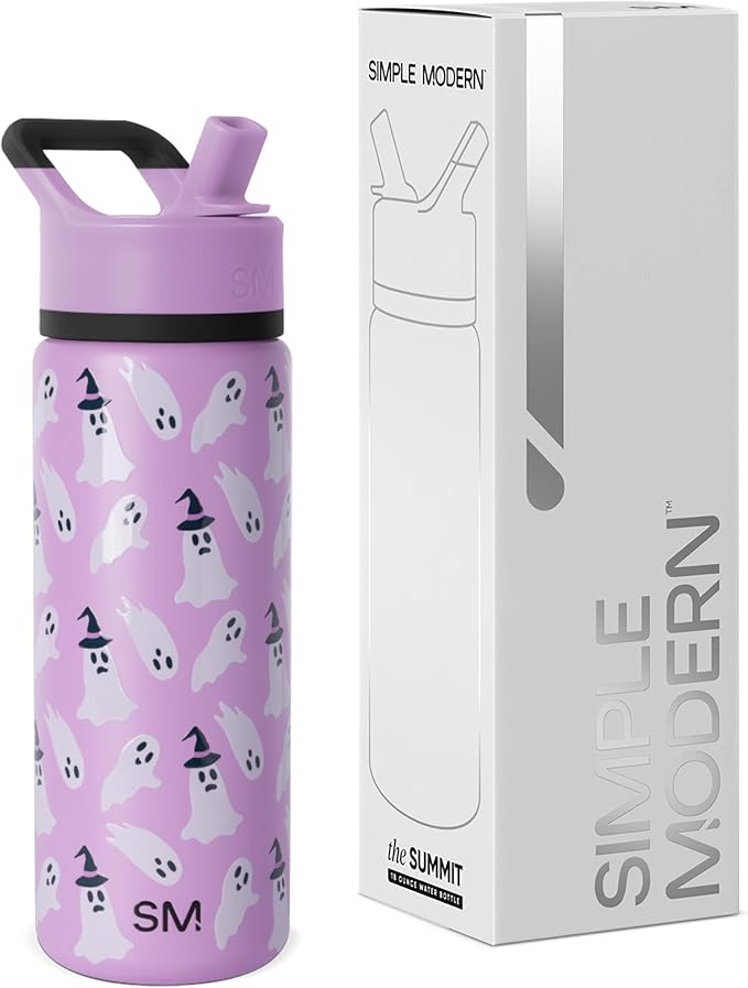 Simple Modern Halloween Kids Water Bottle | 14oz | Ghosts | Insulated Stainless