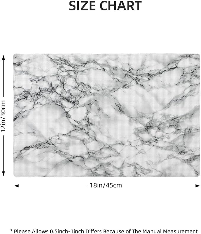 Fiokroo Black and White Marble Placemats Set of 4 Table Mats Table Tableware