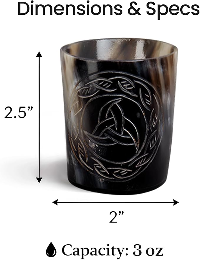Handicrafts Home Viking Horn Shot Glasses Set of 8, Handmade Natural Ox Horn