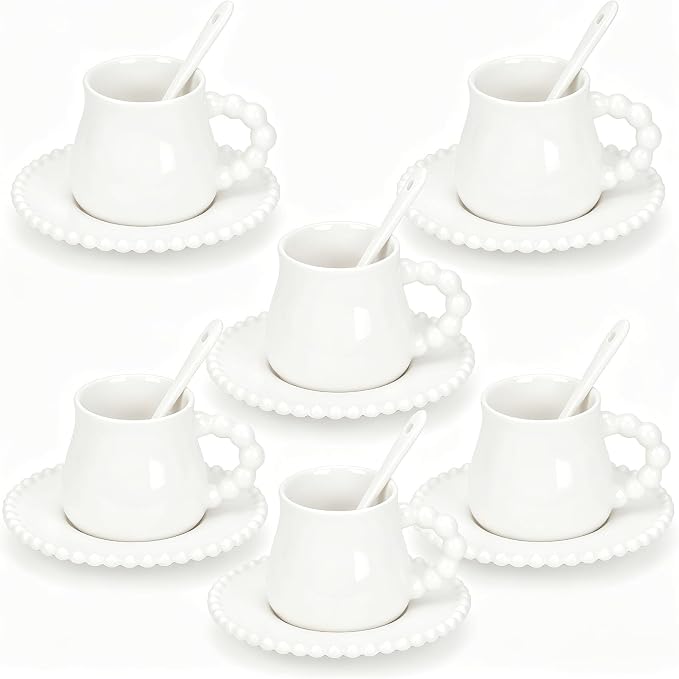 8 Ounce Cappuccino Cups Set of 6, Ceramic Coffee Cups