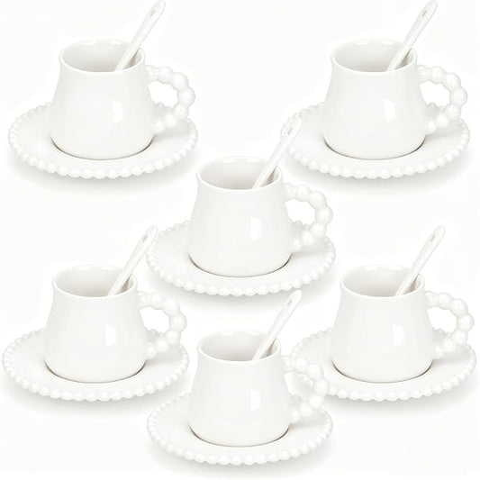 8 Ounce Cappuccino Cups Set of 6, Ceramic Coffee Cups