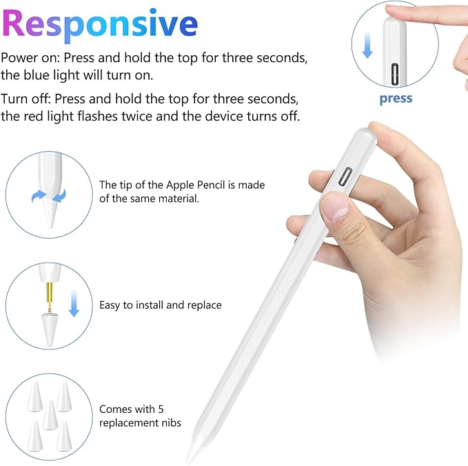 COO Stylus Pen for iPad, Button Fast Charging Pencil