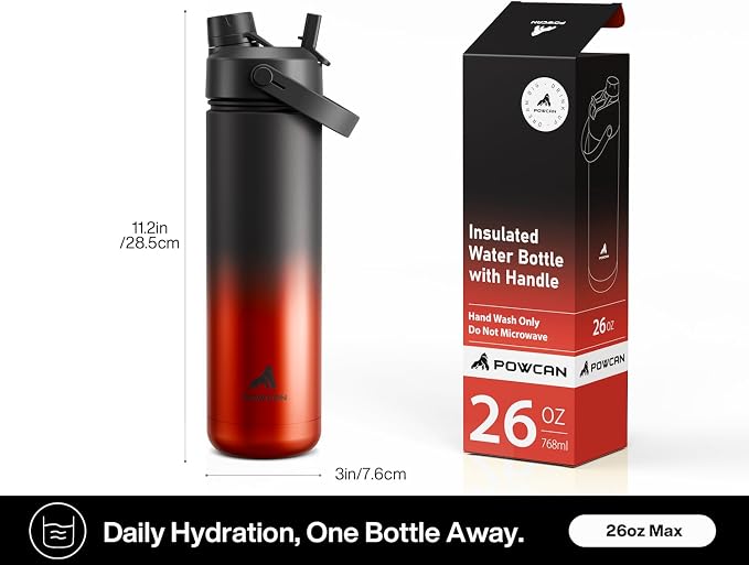 POWCAN 26 oz Insulated Water Bottle