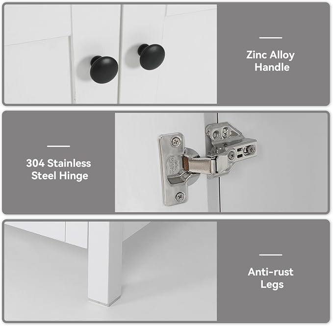 48" White Bathroom Vanity with Marble Texture Top and 4 Drawers